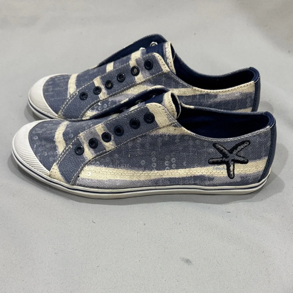 Coach Blue and Cream Slip-On Sneakers - Picture 6 of 10